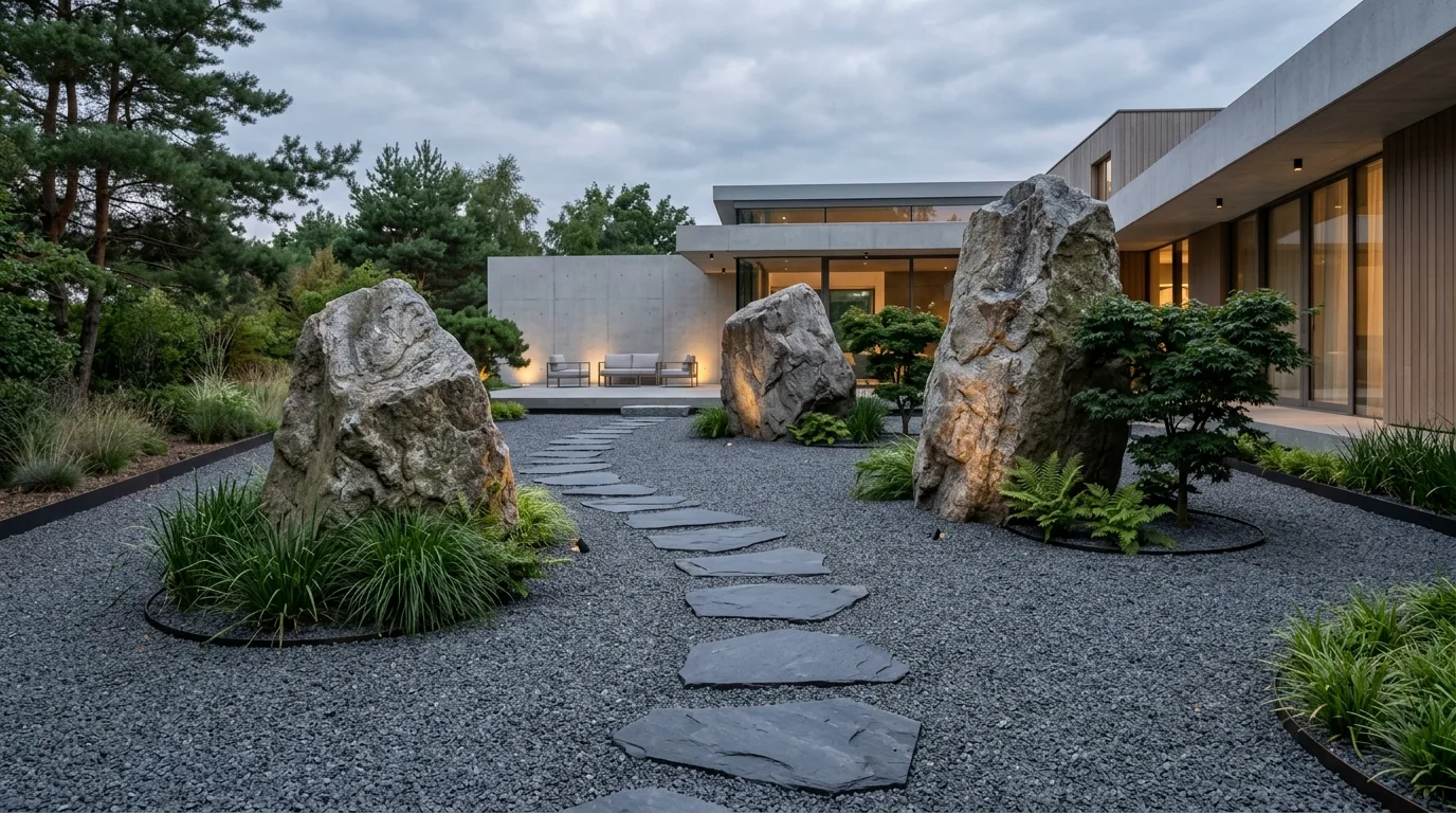 Boulder Edge Along Lawn